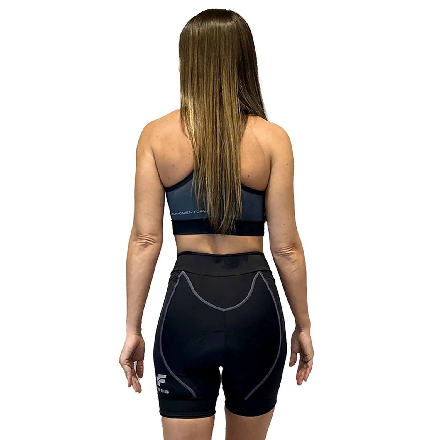 Bermuda NOVA CYCLETECH Preta/ESTANHO | Feminina Bermuda Ciclismo Basic Compressão Feminina Parte de Baixo FLETS