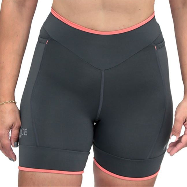 Bermuda Run NICE l Estanho detalhe Salmão Bermuda Corrida Feminina Compressão Parte de Baixo FLETS